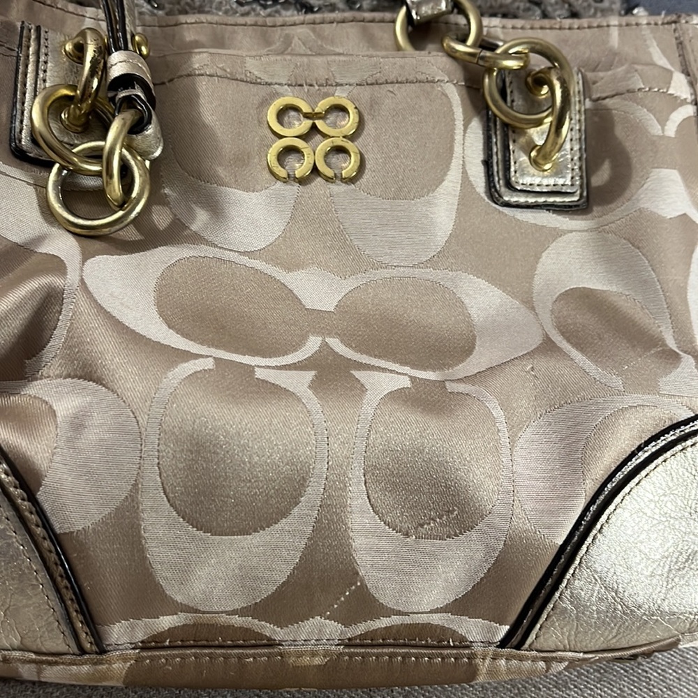 Coach Gold Metallic Colette Signature Canvas Shoulder Bag - Picture 15 of 16